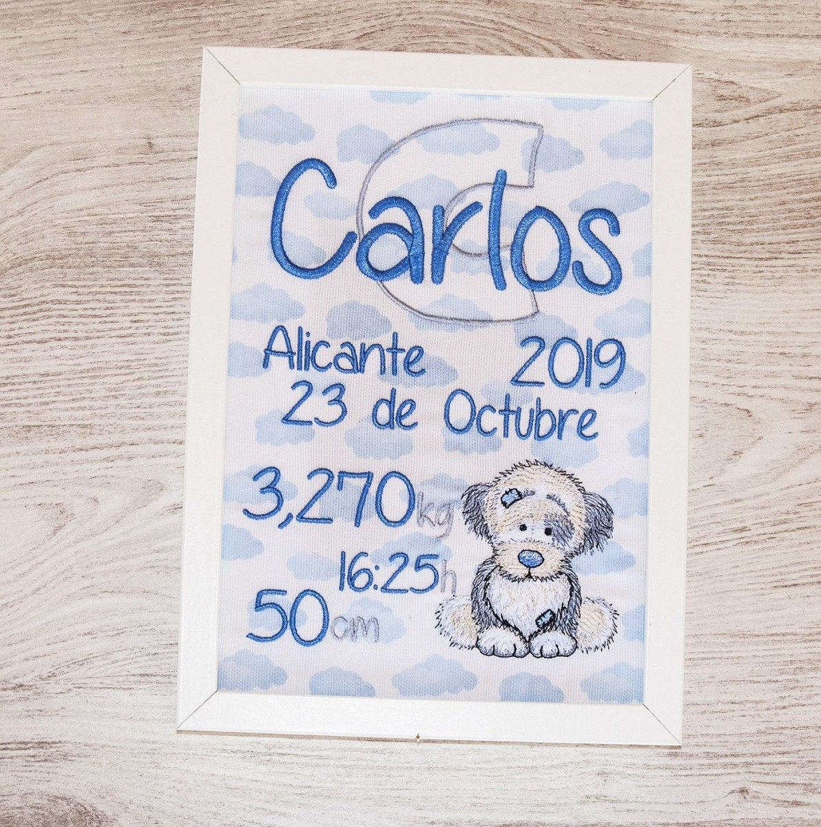 Cuadro Nacimiento Personalizado Bebé Nanetes Colección Perrito - Nanetes