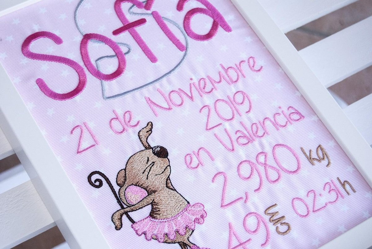 Cuadro Nacimiento Personalizado Bebé Nanetes Colección Ratoncita - Nanetes