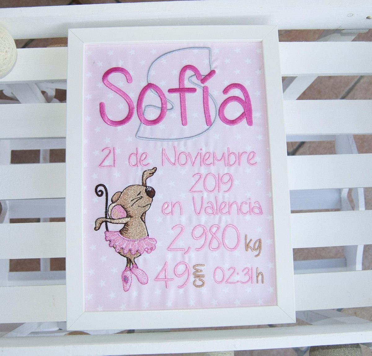 Cuadro Nacimiento Personalizado Bebé Nanetes Colección Ratoncita - Nanetes