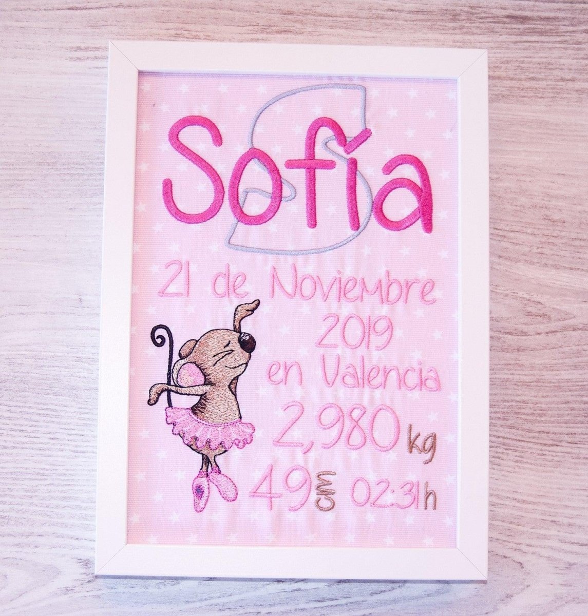 Cuadro Nacimiento Personalizado Bebé Nanetes Colección Ratoncita - Nanetes