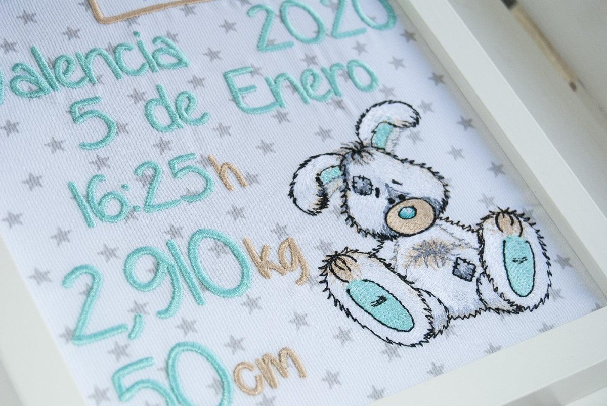 Cuadro Nacimiento Personalizado Bebé Nanetes Colección Conejito - Nanetes