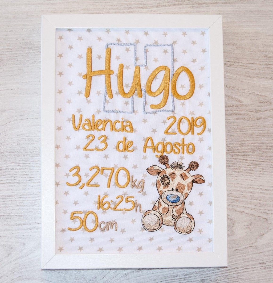 Cuadro Nacimiento Personalizado Bebé Nanetes Colección Jirafa - Nanetes