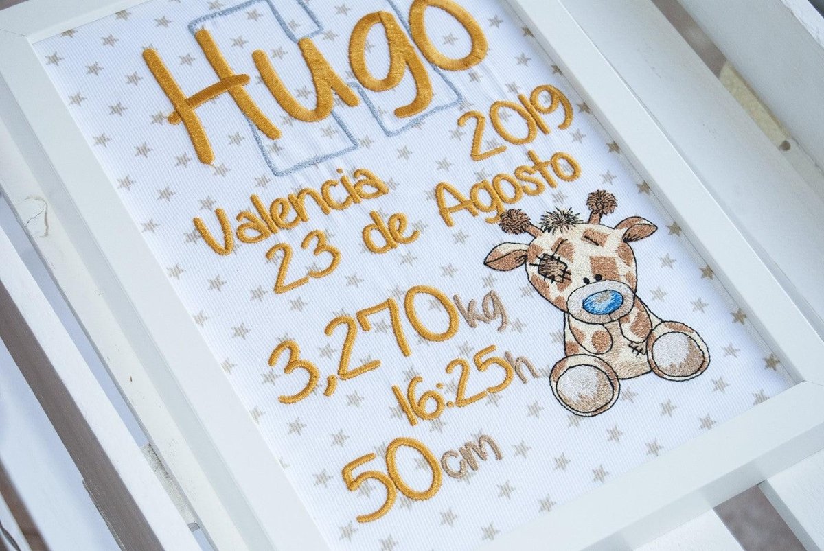 Cuadro Nacimiento Personalizado Bebé Nanetes Colección Jirafa - Nanetes