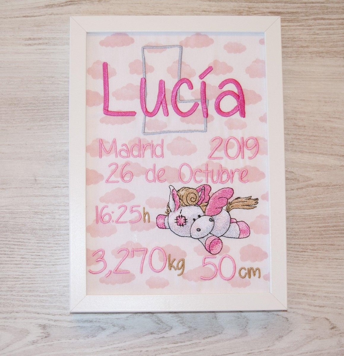 Cuadro Nacimiento Personalizado Bebé Nanetes Colección Pegaso - Nanetes