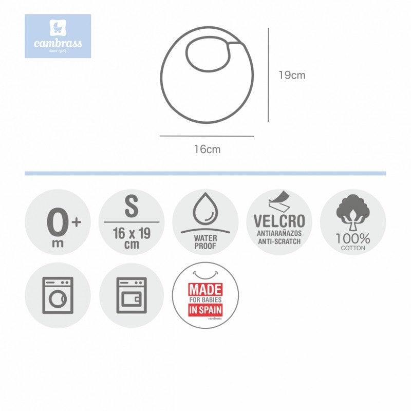 Babero Recien Nacido Cambrass Impermeable Algodón Sky Beige Redondo - Nanetes #