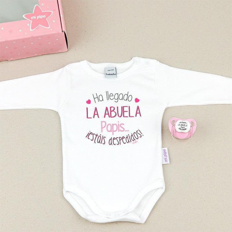 Caja Regalo Bebé Body con Chupete Ha llegado la Abuela Mi Pipo - Nanetes #