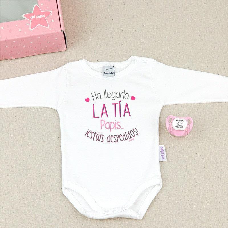 Caja Regalo Bebé Body con Chupete Ha llegado la Tía Mi Pipo - Nanetes #