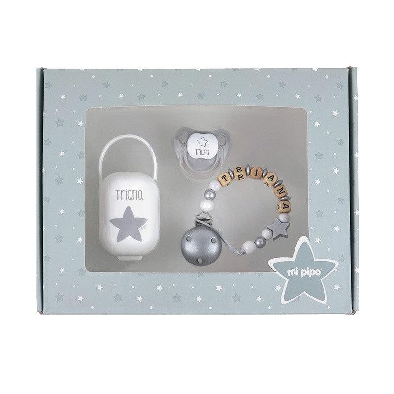 Caja Regalo Bebé Personalizada Gris Mi Pipo - Nanetes #