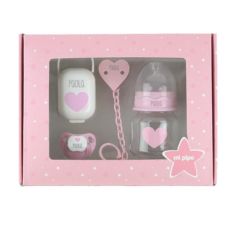 Caja Regalo Bebé Personalizada My Basics 150 Corazón Rosa Mi Pipo - Nanetes #