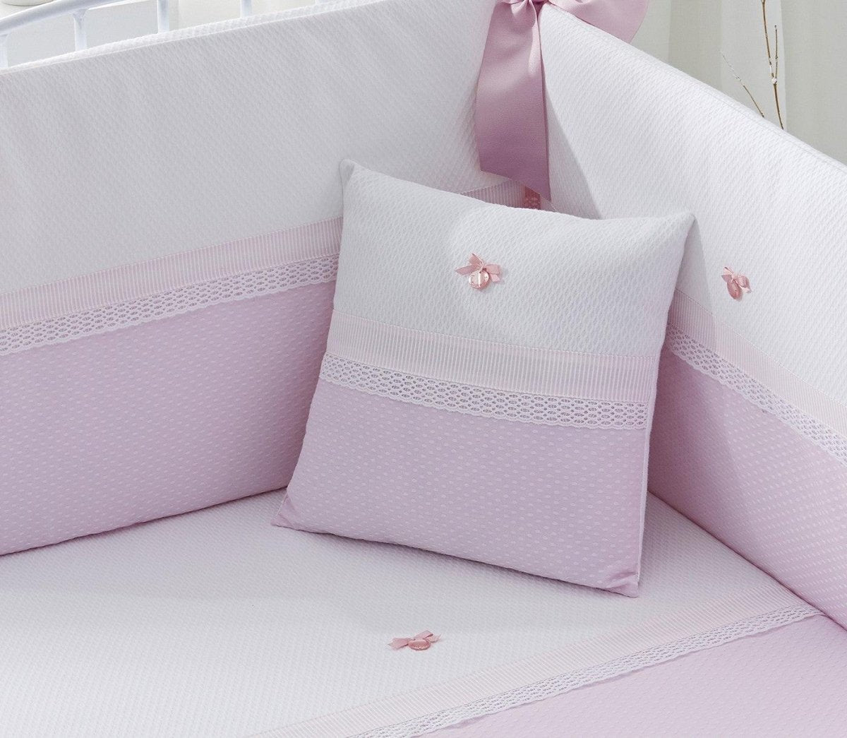 Edredón Cuna Bebé con Chichonera Venecia Rosa Bimbi Class - Nanetes