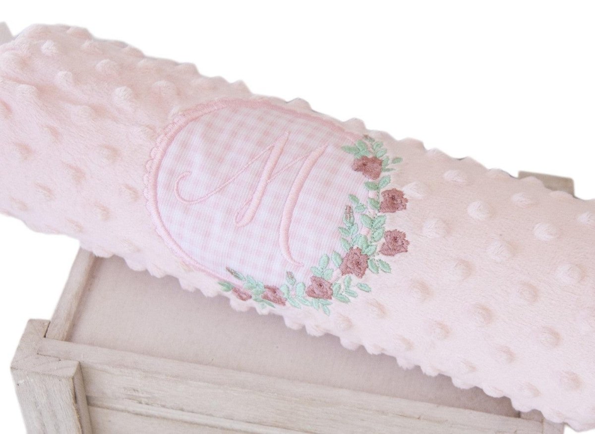 Cojín Caramelo Antivuelco Personalizado Nanetes Inicial Flores Bordada - Nanetes