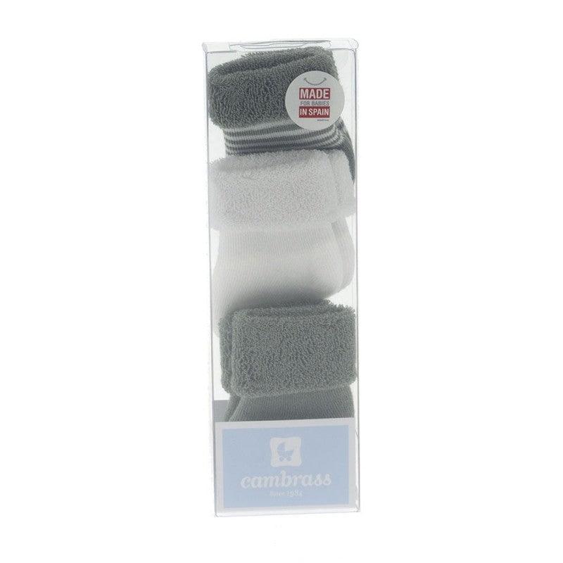 Set Calcetines Bebé Recién Nacido Cambrass Gris Rayas - Nanetes #