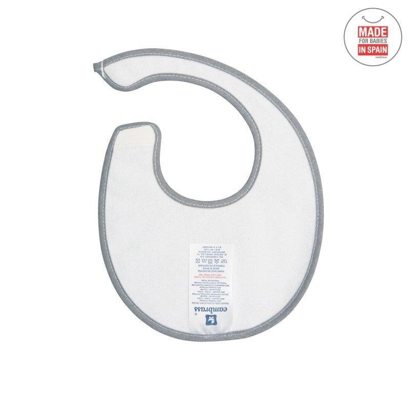 Babero Recien Nacido Cambrass Impermeable Algodón Florecitas Gris Redondo - Nanetes #