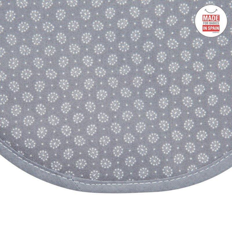 Babero Recien Nacido Cambrass Impermeable Algodón Florecitas Gris Redondo - Nanetes #