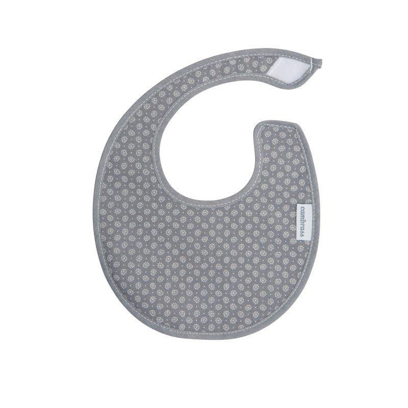 Babero Recien Nacido Cambrass Impermeable Algodón Florecitas Gris Redondo - Nanetes #