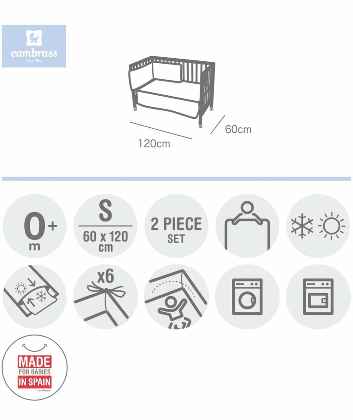 Colcha con Chichonera Protector Cuna Bebé Stars Rosa Cambrass - Nanetes #