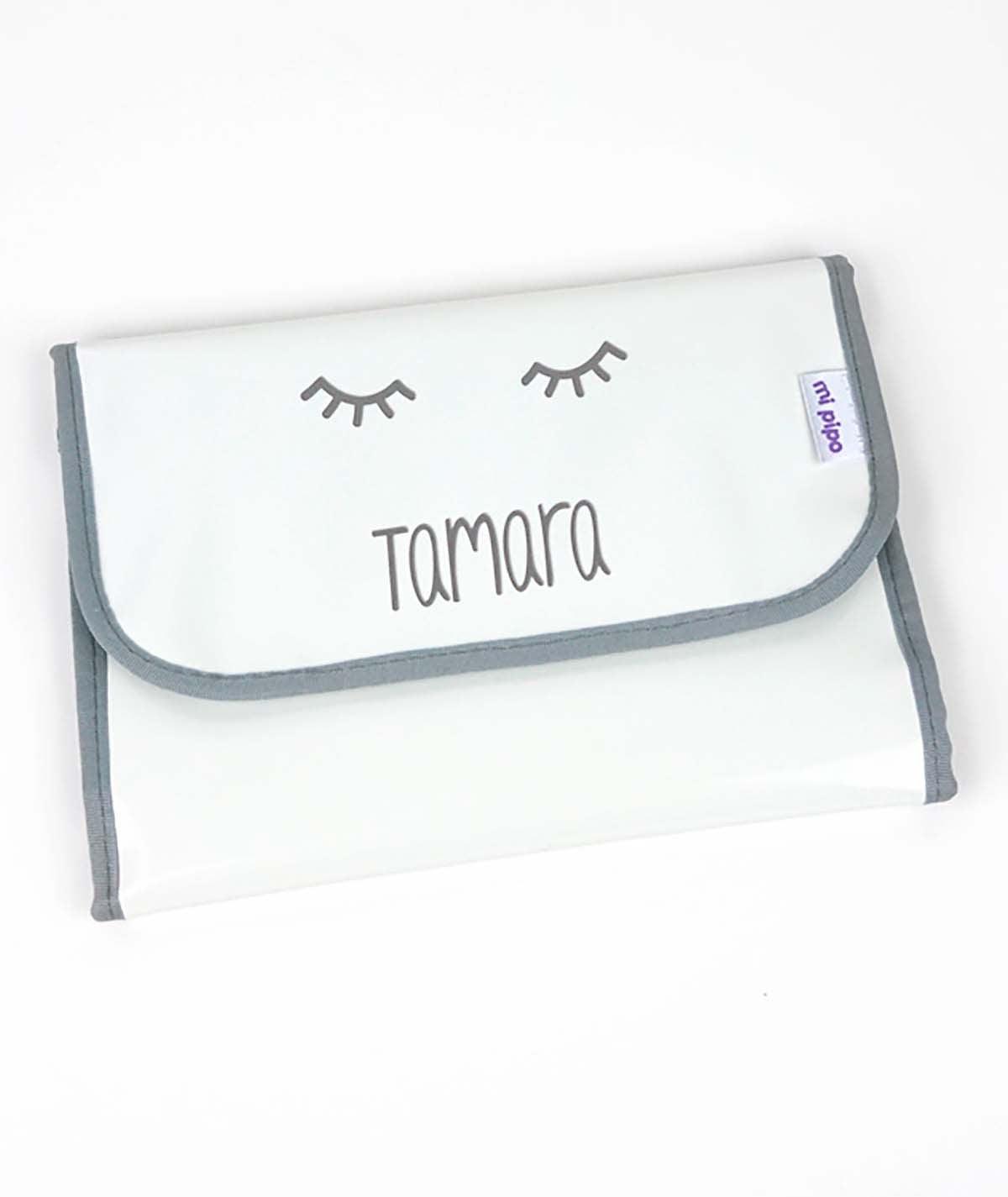 Portadocumentos Bebé Personalizado Mi Pipo Charol Blanco Pestañas - Nanetes #