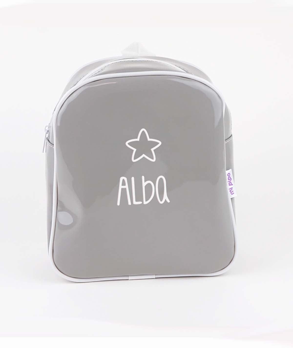 Mochila Personalizada Charol Gris Estrella Mi Pipo - Nanetes #