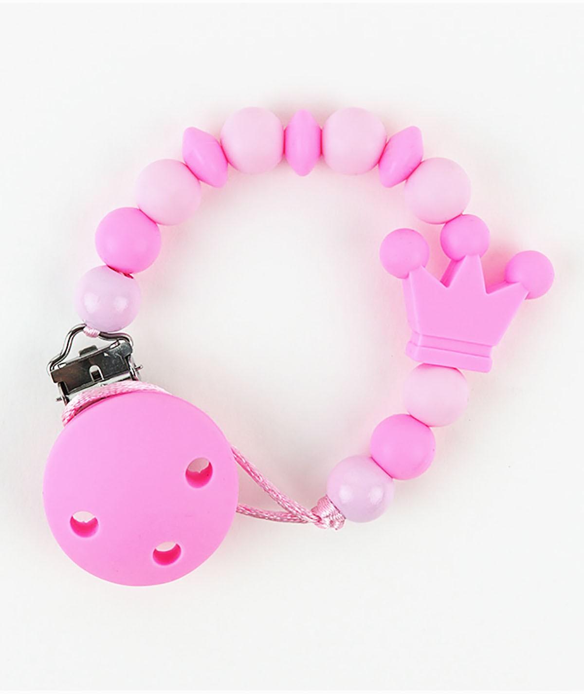 Chupetero Cadenita Silicona Mi Pipo Corona Rosa - Nanetes #