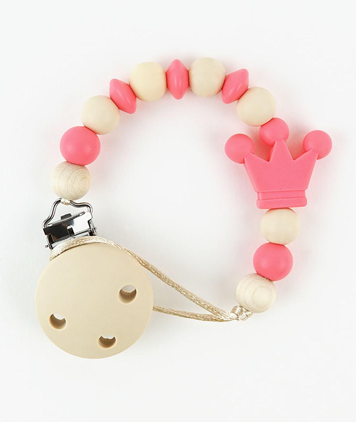 Chupetero Cadenita Silicona Mi Pipo Corona Coral - Nanetes #