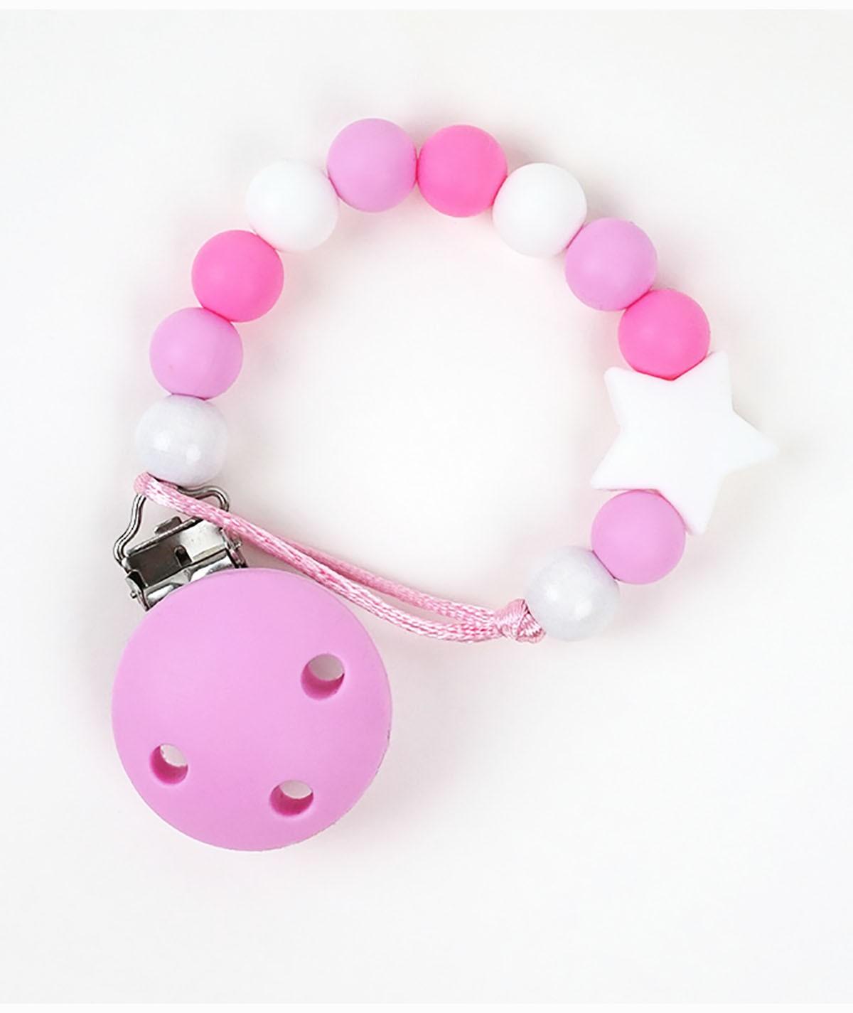 Chupetero Cadenita Silicona Mi Pipo Estrella Rosa - Nanetes #