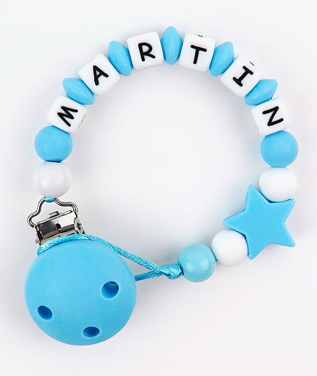 Chupetero Cadenita Silicona Personalizada Mi Pipo Estrella Azul - Nanetes #