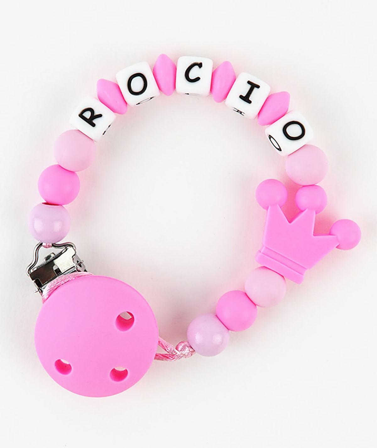 Chupetero Cadenita Silicona Personalizada Mi Pipo Corona Rosa - Nanetes #