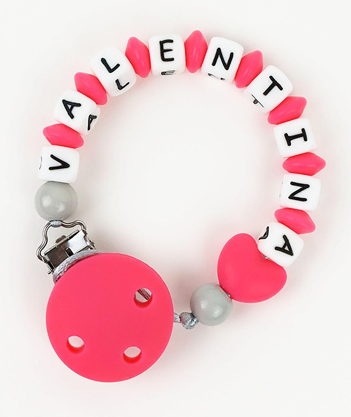 Chupetero Cadenita Silicona Personalizada Mi Pipo Fresa Corazón - Nanetes #