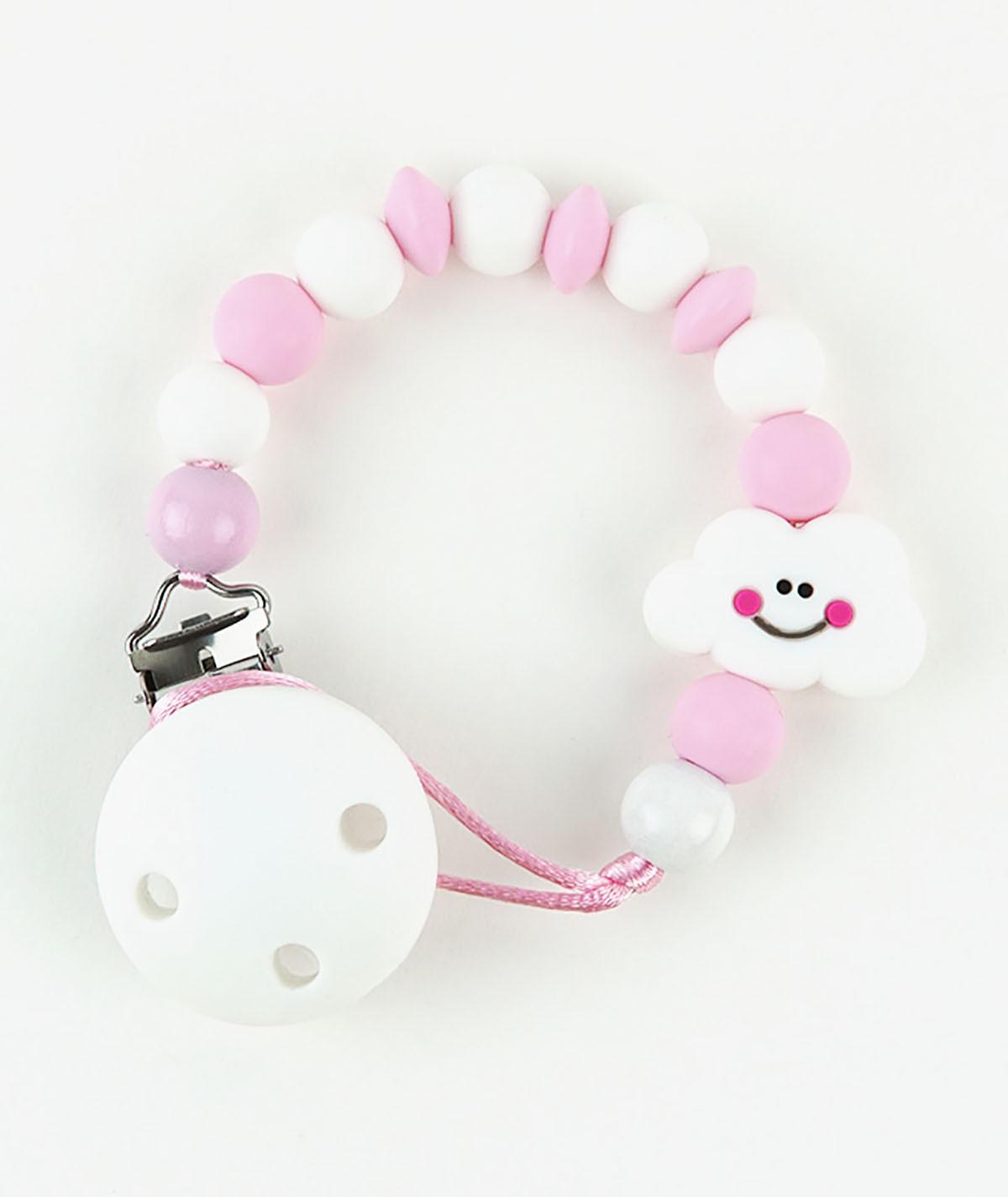 Chupetero Cadenita Silicona Personalizada Mi Pipo Nube Rosa - Nanetes #