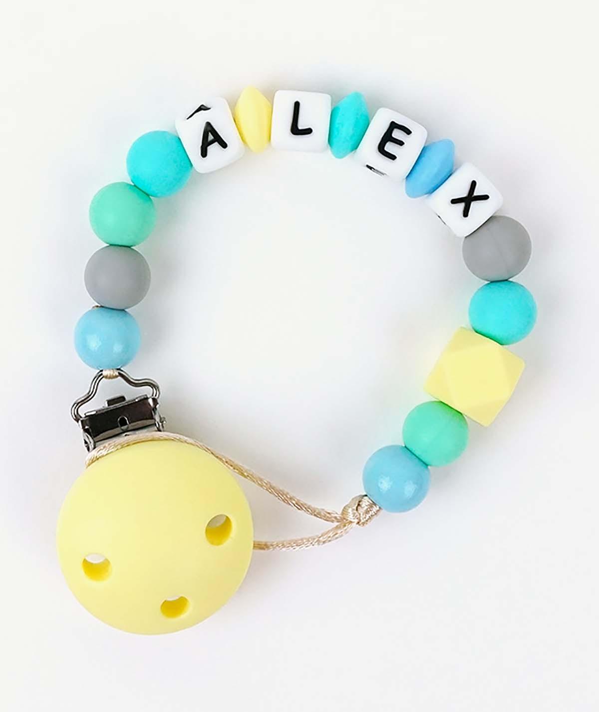 Chupetero Cadenita Silicona Personalizada Mi Pipo Amarillo Soft - Nanetes #