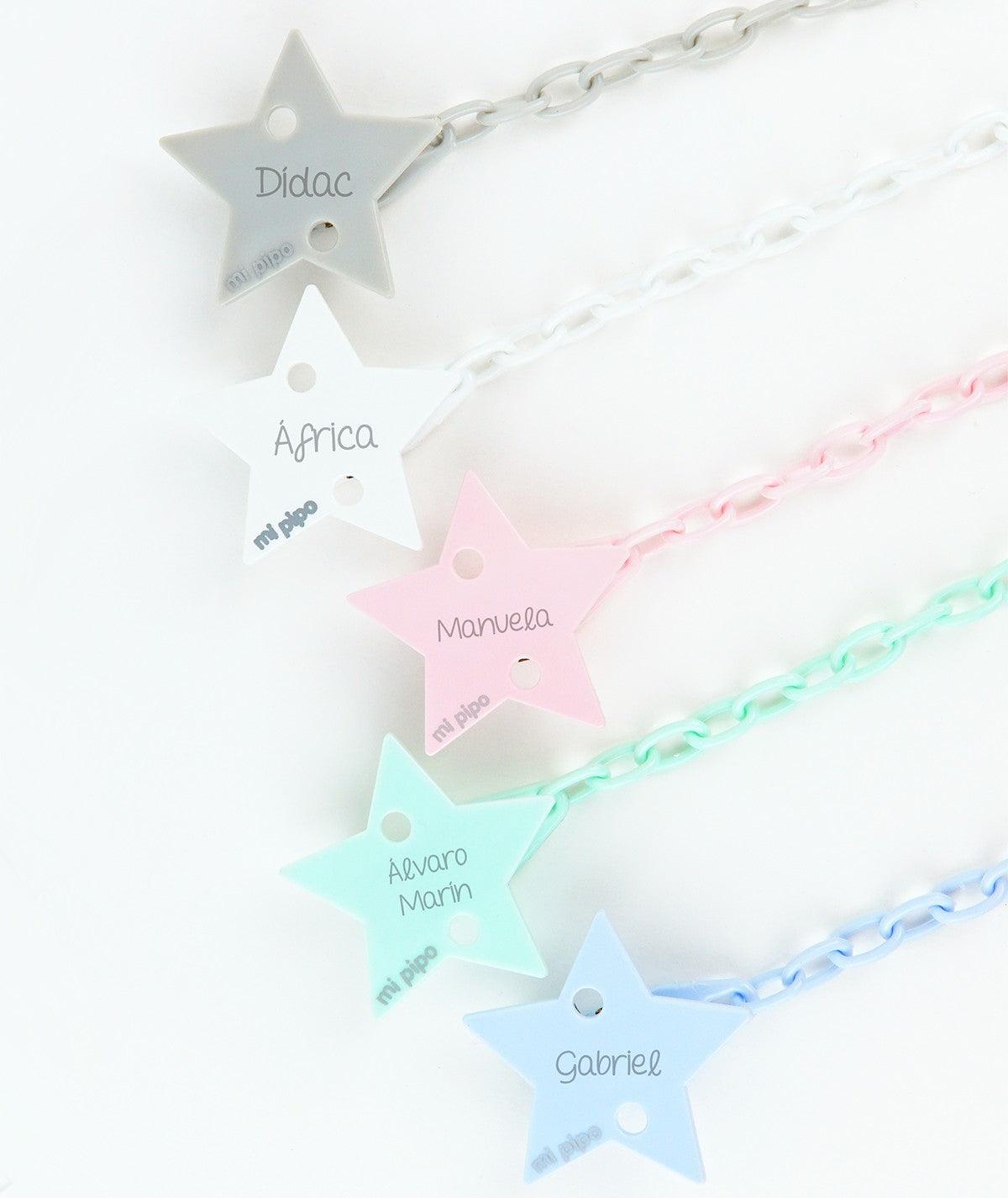 Broche Chupetero Personalizado Pinza Cadenita Estrella Mi Pipo - Nanetes #