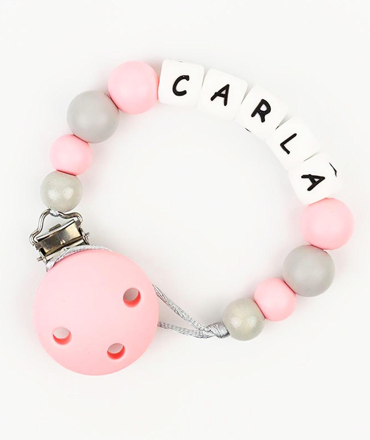 Chupetero Silicona Cadenita Personalizada Mi Pipo Salmón - Nanetes #