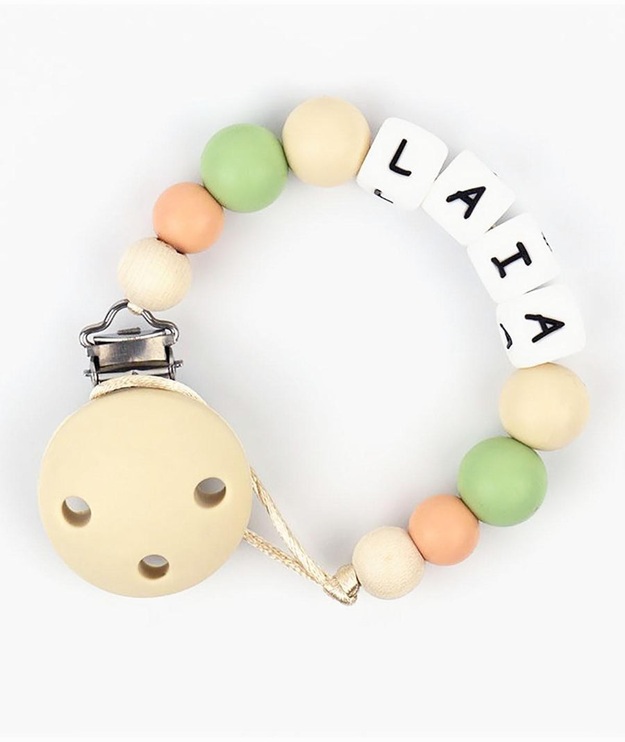 Chupetero Silicona Cadenita Personalizada Mi Pipo Beige - Nanetes #