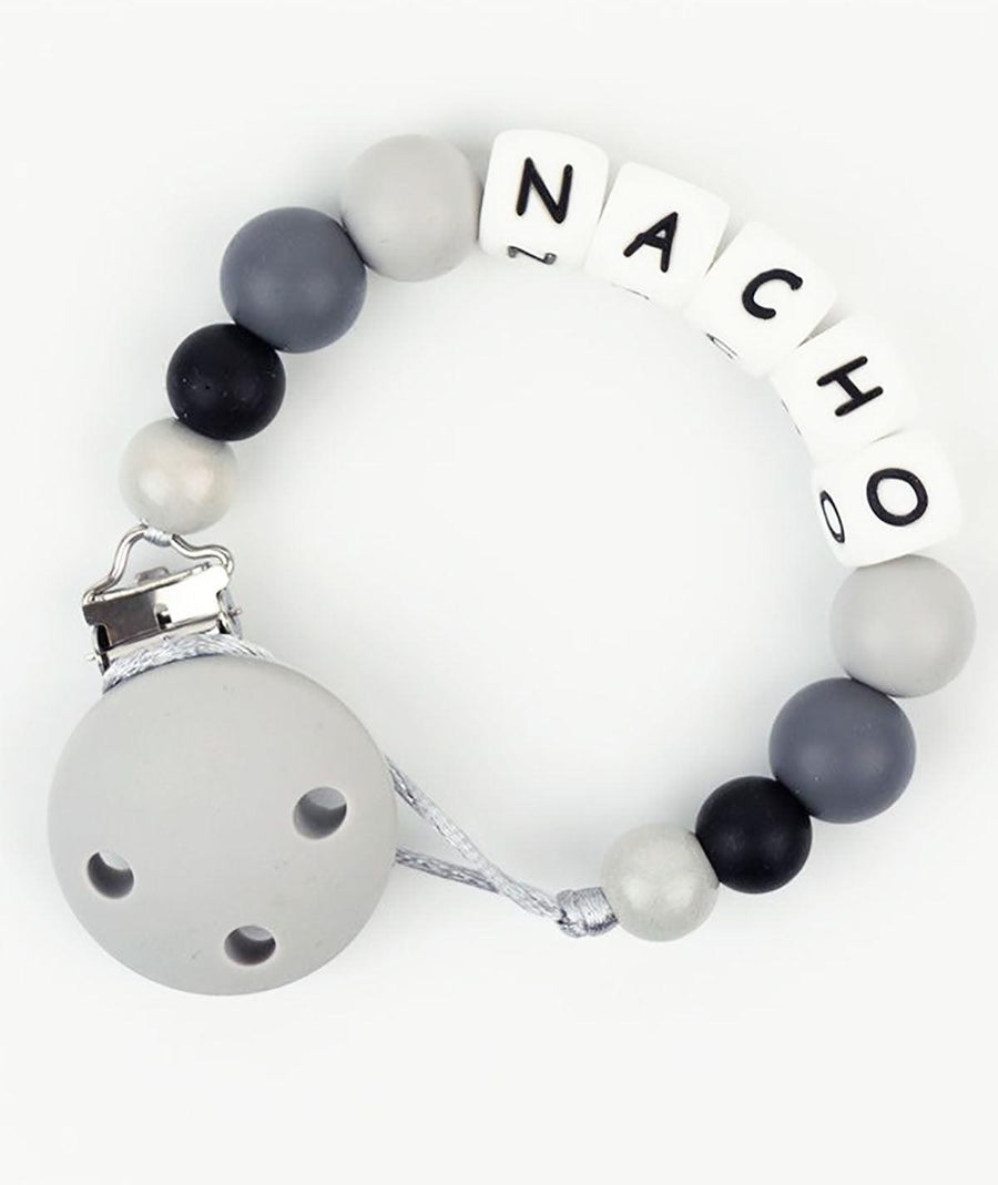 Chupetero Silicona Cadenita Personalizada Mi Pipo Gris - Nanetes #