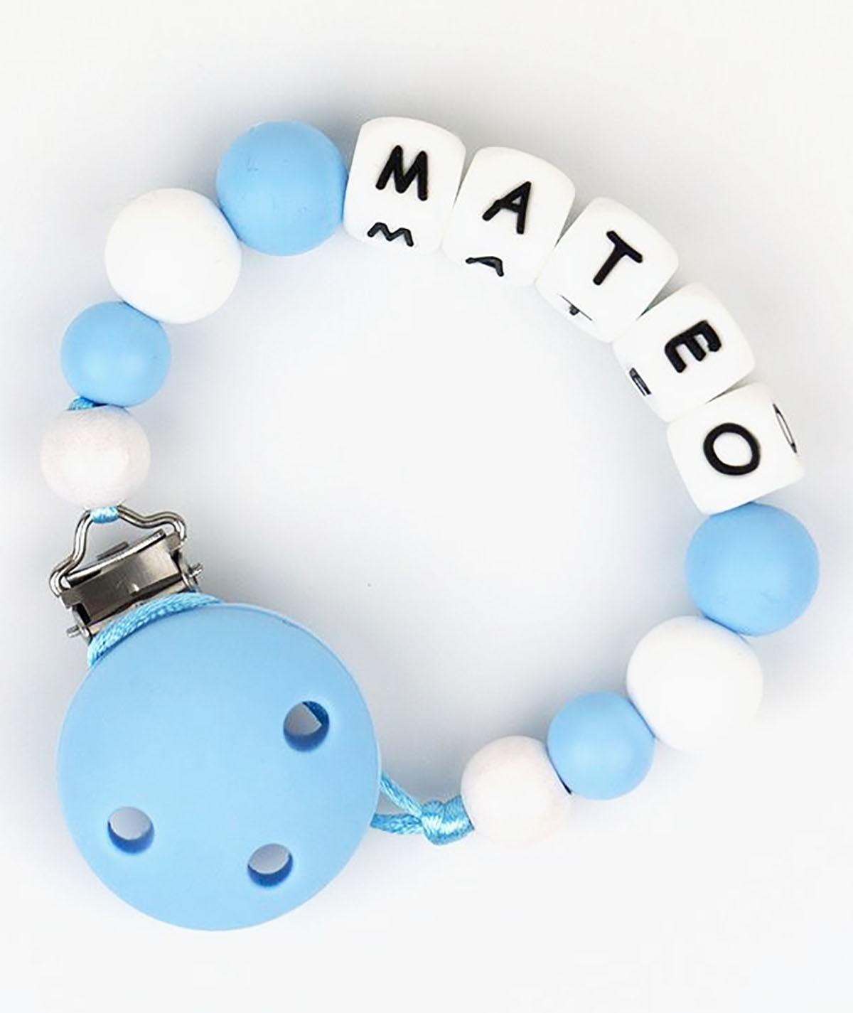 Chupetero Silicona Cadenita Personalizada Mi Pipo Celeste - Nanetes #