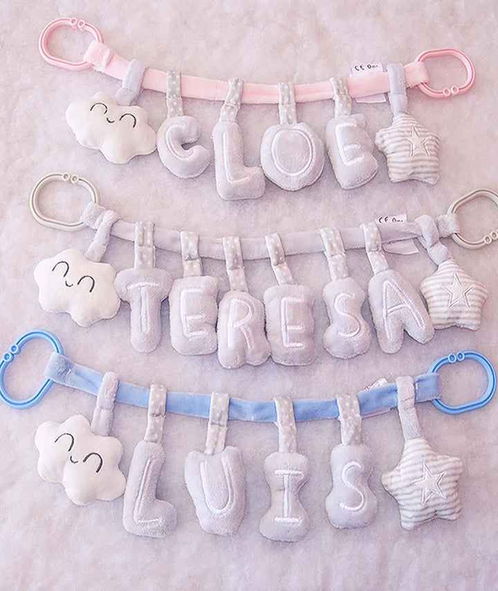 Colgador Personalizado Sonajero Peluche con Nombre Bebé Artesavi - Nanetes #