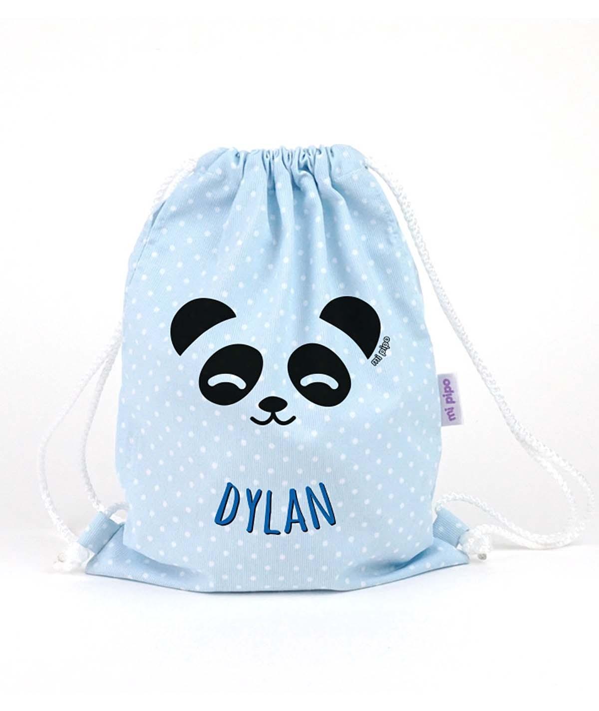 Bolsa Tela Petate Personalizado Mi Pipo Panda Celeste - Nanetes #