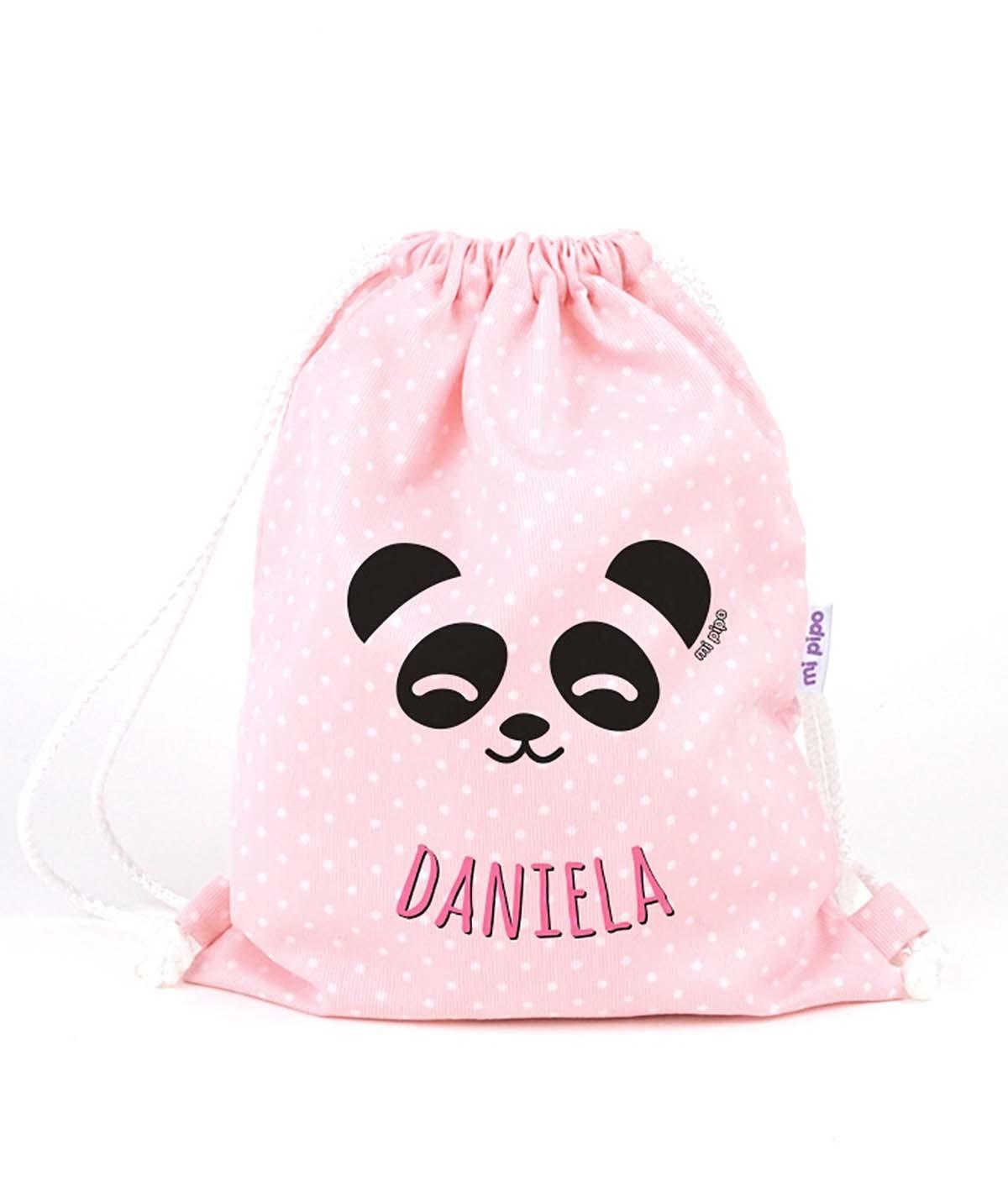Bolsa Tela Petate Personalizado Mi pipo Panda Rosa - Nanetes #