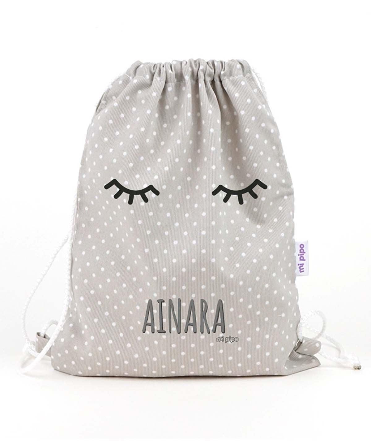 Bolsa Tela Personalizada Petate Mi Pipo Pestañas Gris - Nanetes #