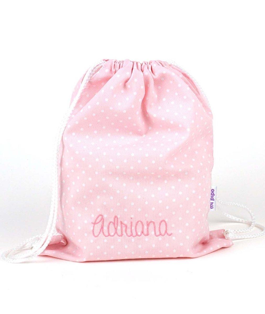 Bolsa Tela Niña Petate Personalizada Mi Pipo Topitos Rosa - Nanetes #
