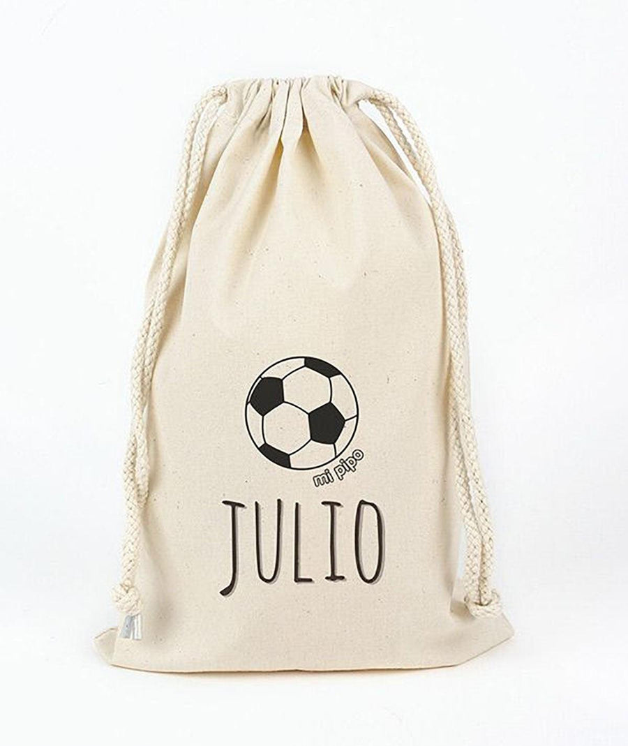 Bolsa Tela Algodón Personalizada Saquito Mi Pipo Fútbol - Nanetes #