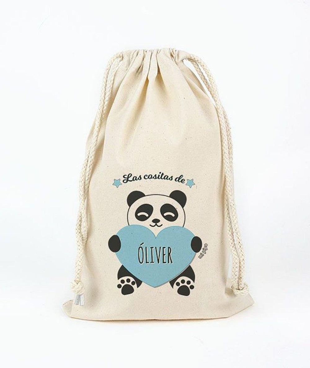 Bolsa Tela Algodón Personalizada Saquito Mi Pipo Panda - Nanetes #