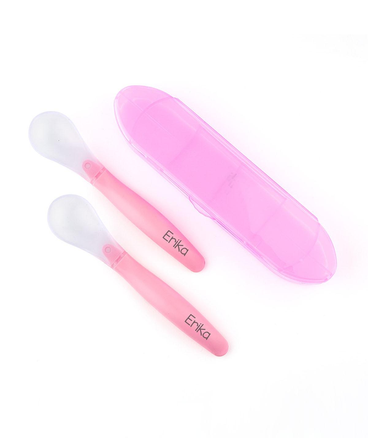 Set 2 Cucharas Silicona con Estuche Personalizadas Mi Pipo Rosa - Nanetes #