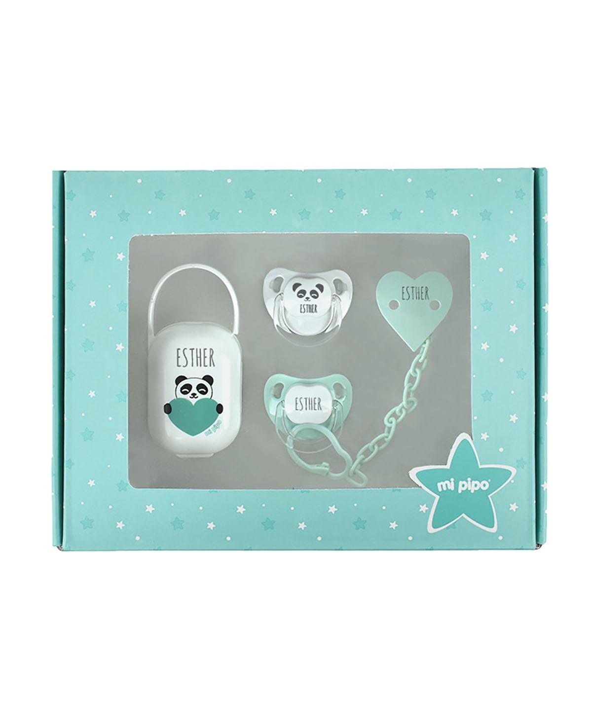 Caja Regalo Bebé Imprescindibles Panda Menta Mi Pipo - Nanetes #