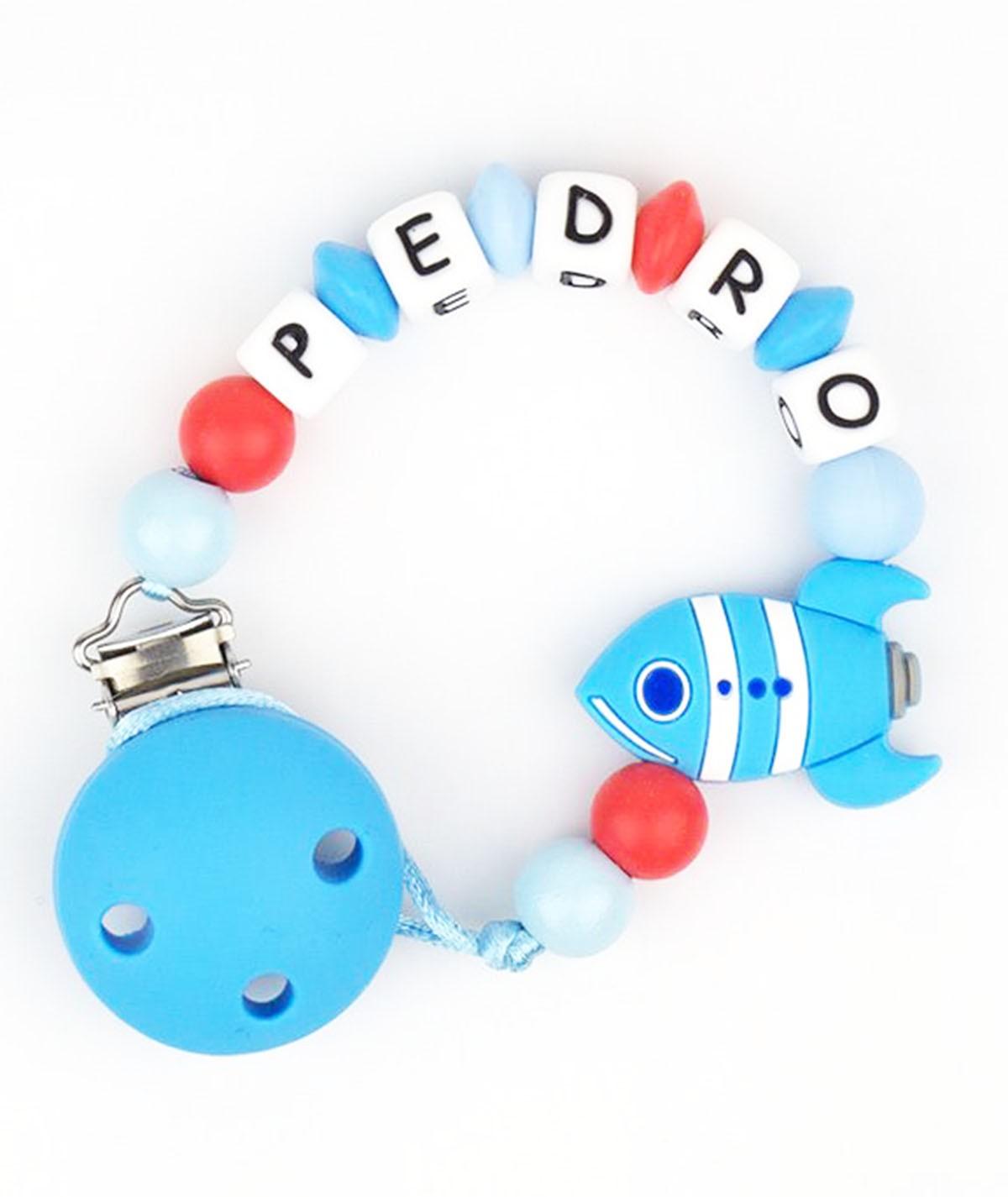 Chupetero Silicona Cadenita Personalizada Mi Pipo Cohete - Nanetes #