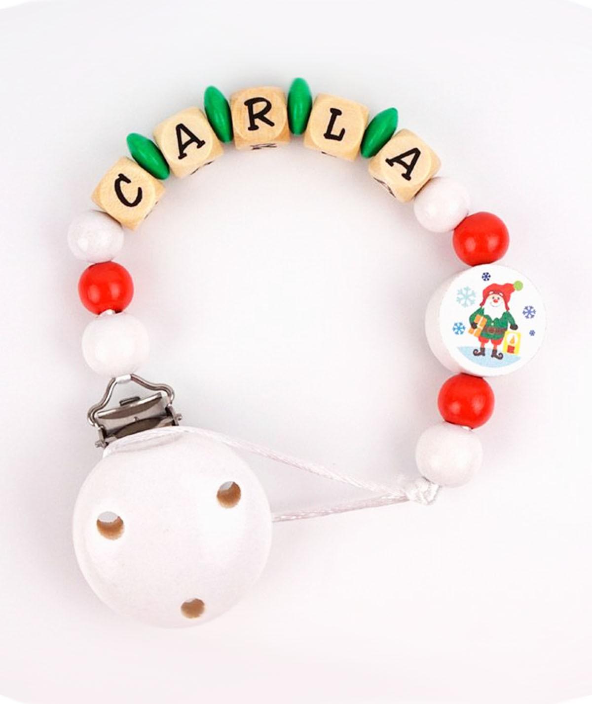 Chupetero Madera Cadenita Personalizada Mi Pipo Navidad Papa Noel - Nanetes #