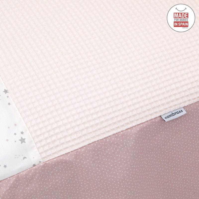 Juego Colcha y Chichonera y Cojín Cuna Bebé 3 piezas Cambrass Sky Rosa - Nanetes #