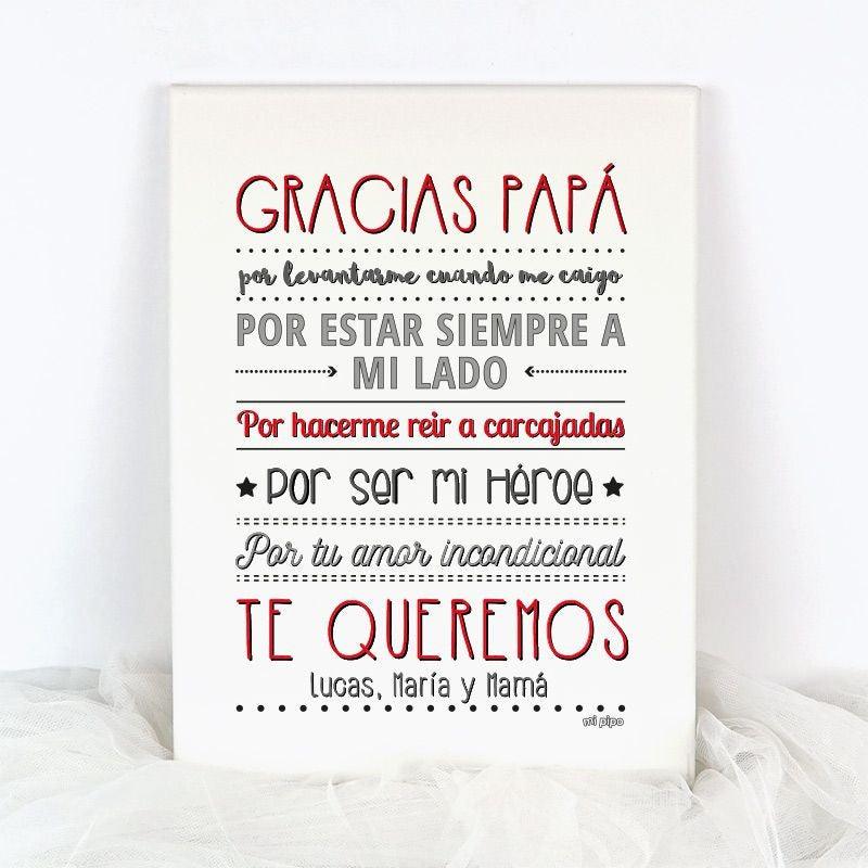 Lienzo Gracias Papá Mi Pipo - Nanetes #