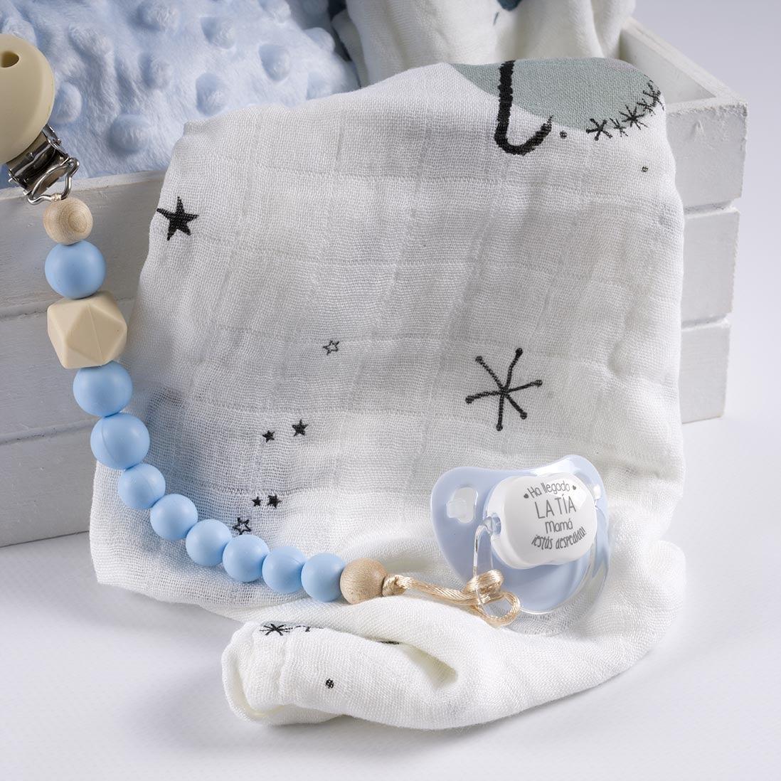 Cesta Regalo Bebé Personalizada Primera Puesta Celeste - Nanetes #