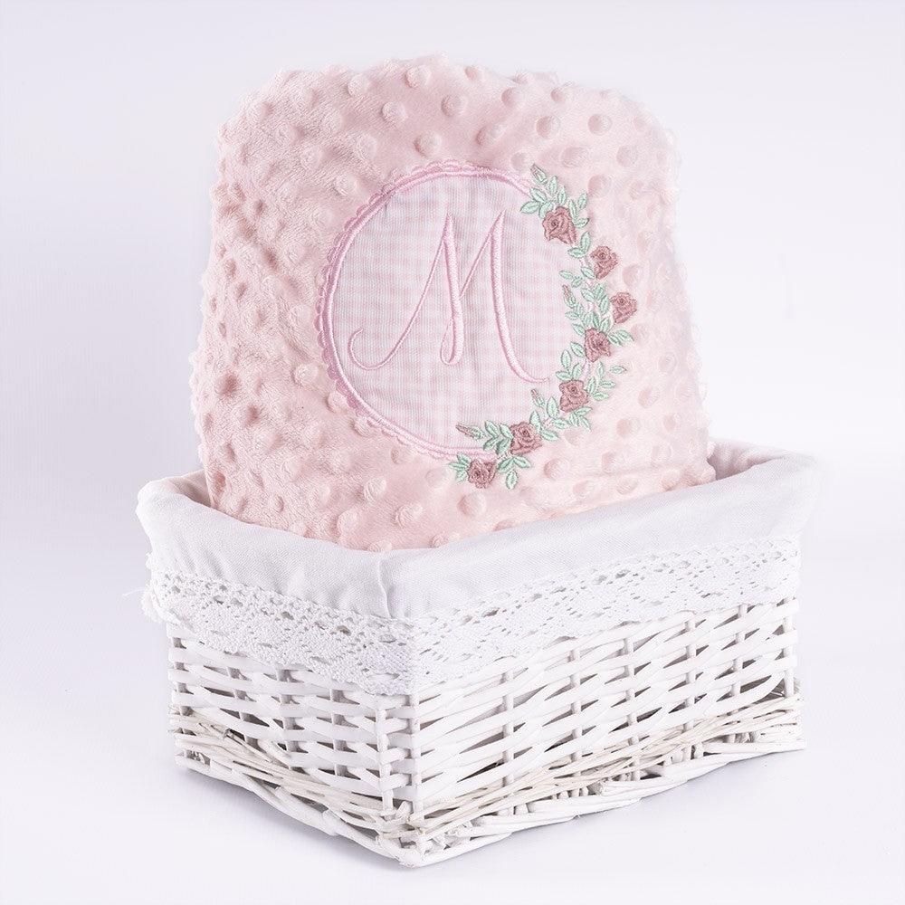 Cesta Regalo Bebé Personalizada Modelo Inicial Flores - Nanetes #